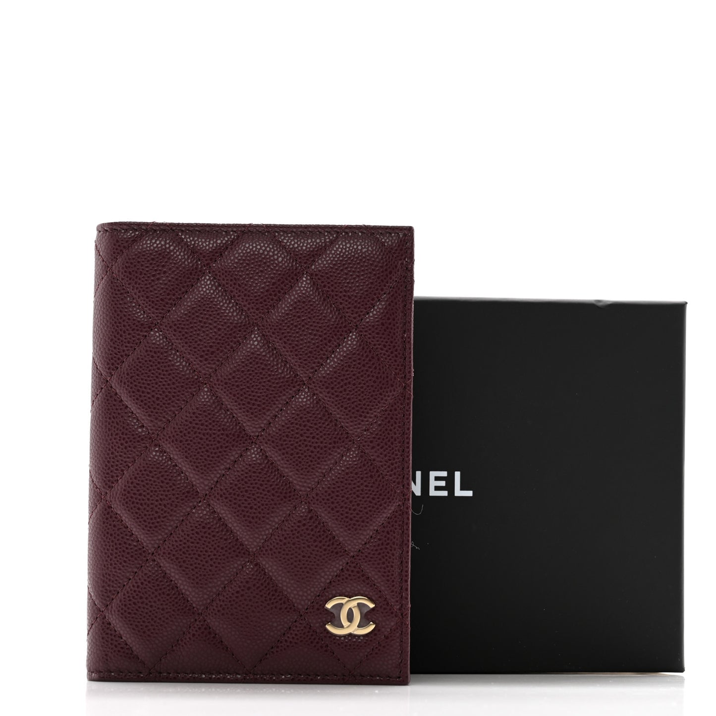 Caviar Quilted Passport Holder Dark Purple