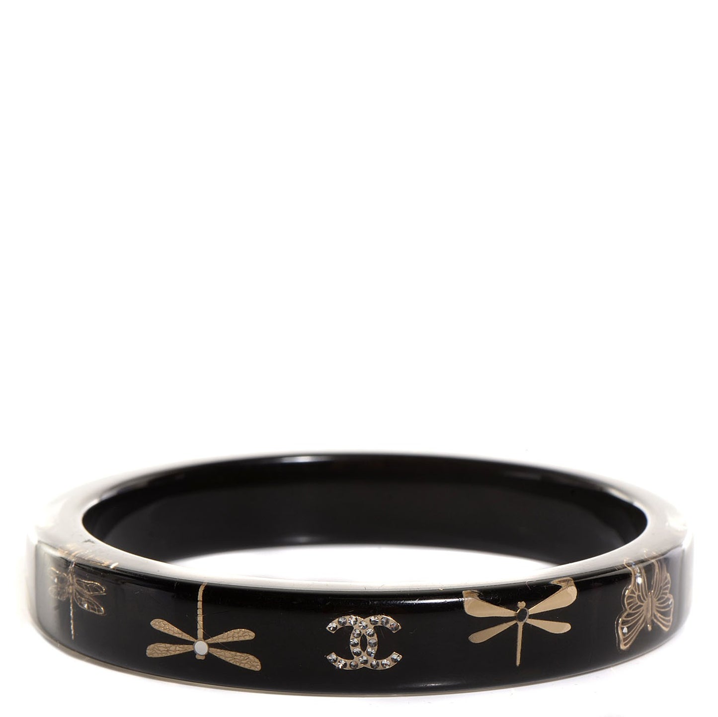Resin Crystal CC Dragonfly Butterfly Bangle Black