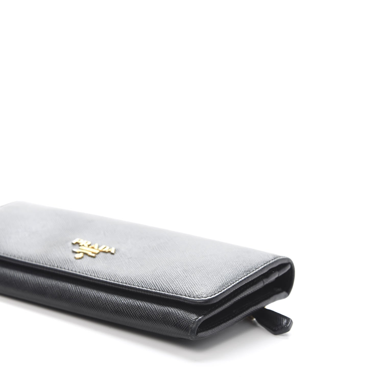 Prada Saffiano Metal Continental Flap Wallet Black 7 of 8