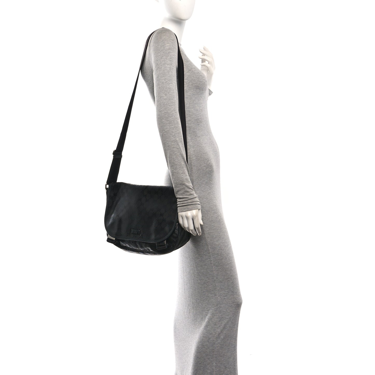 Imprime Monogram Medium Double Buckle Flap Messenger Bag Black