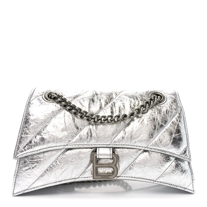 Balenciaga Crushed Calfskin Quilted Small Crush Chain Bag Silver 1 of 9