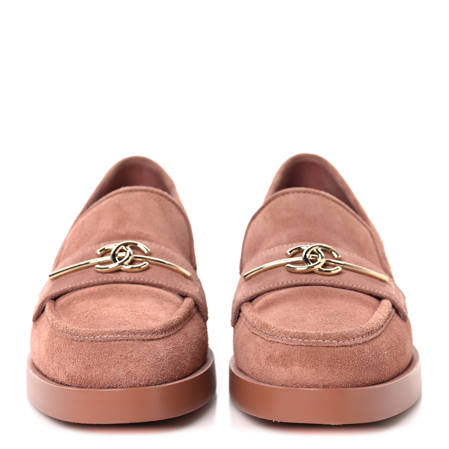Chanel Suede Metal CC Mocassin Loafers 38 Pink 3 of 9