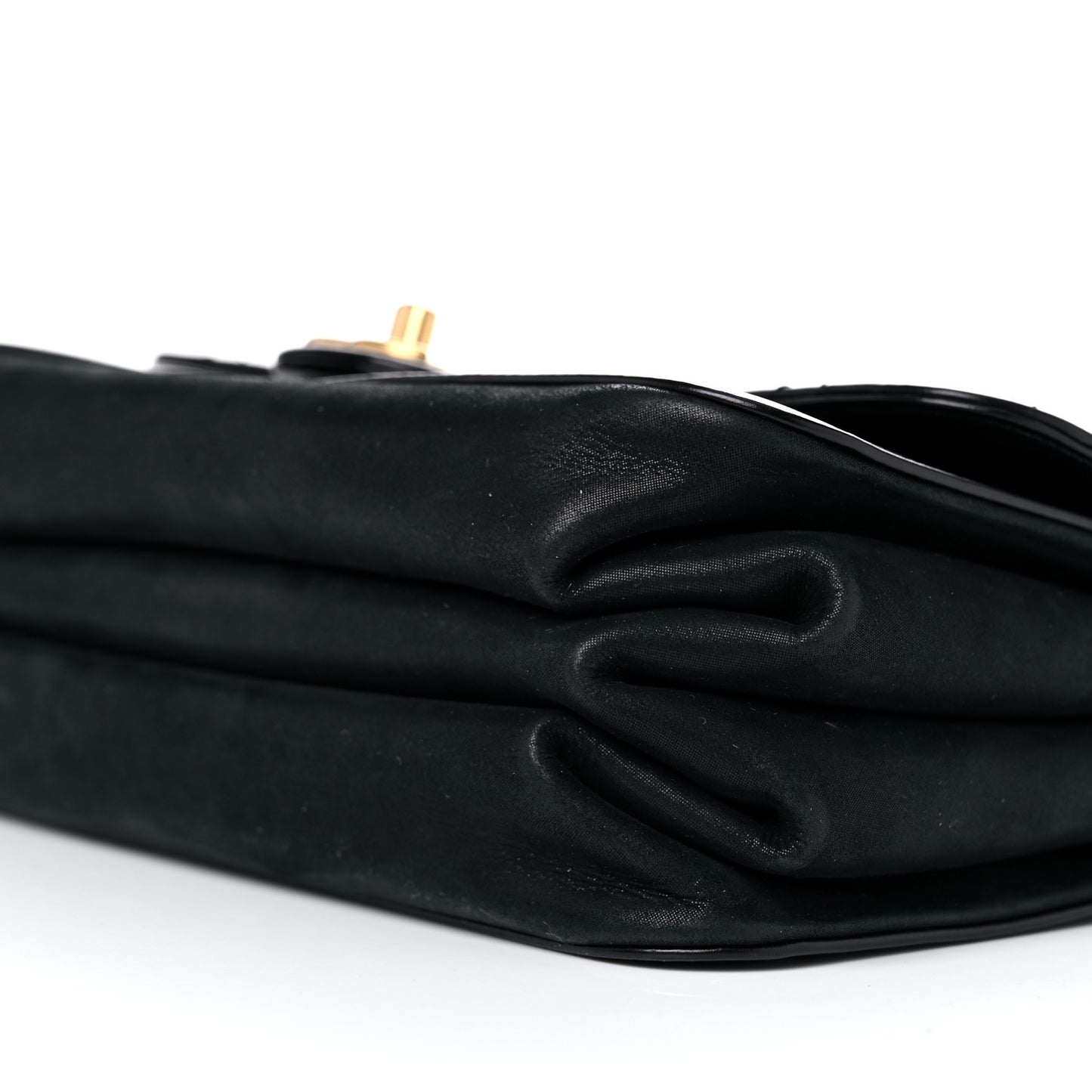 Iridescent Calfskin Quilted Small Straight Lined Flap Black