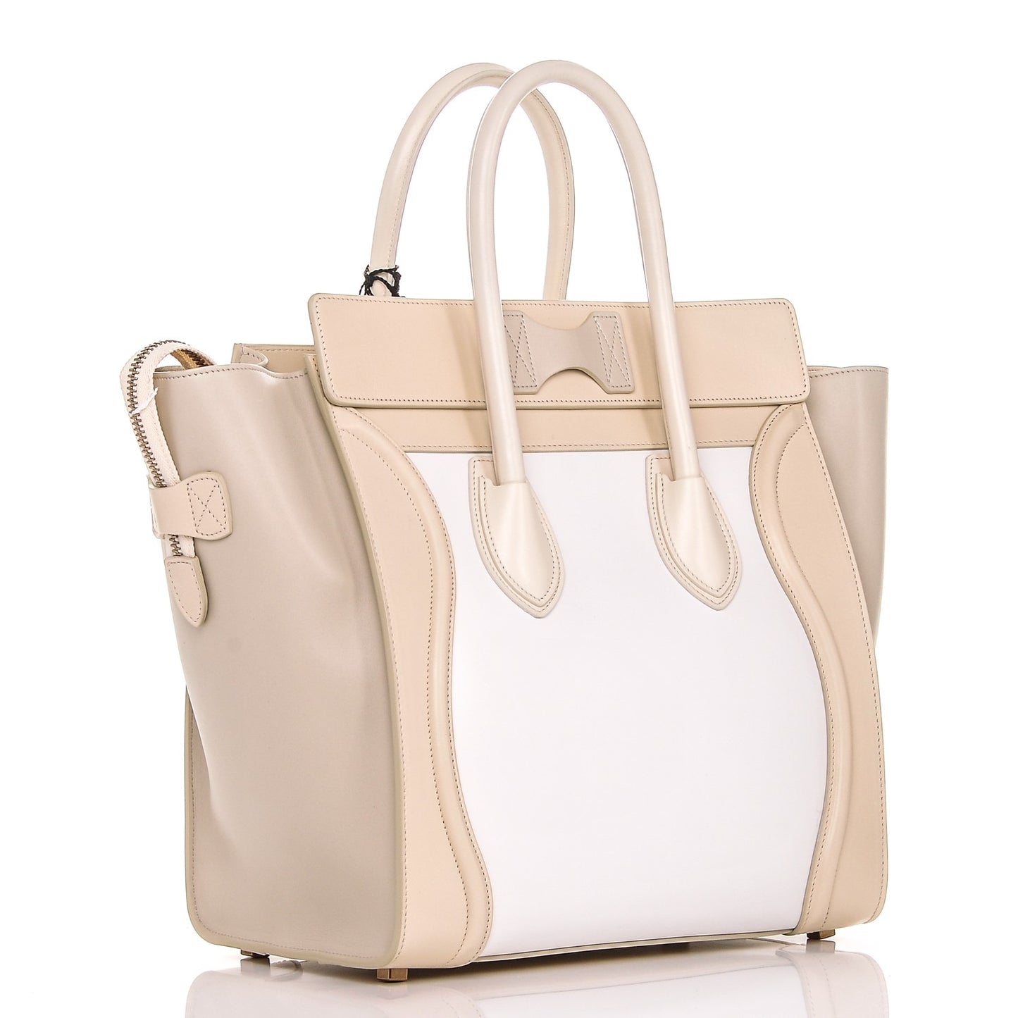 Smooth Calfskin Mini Tri-Color Luggage White