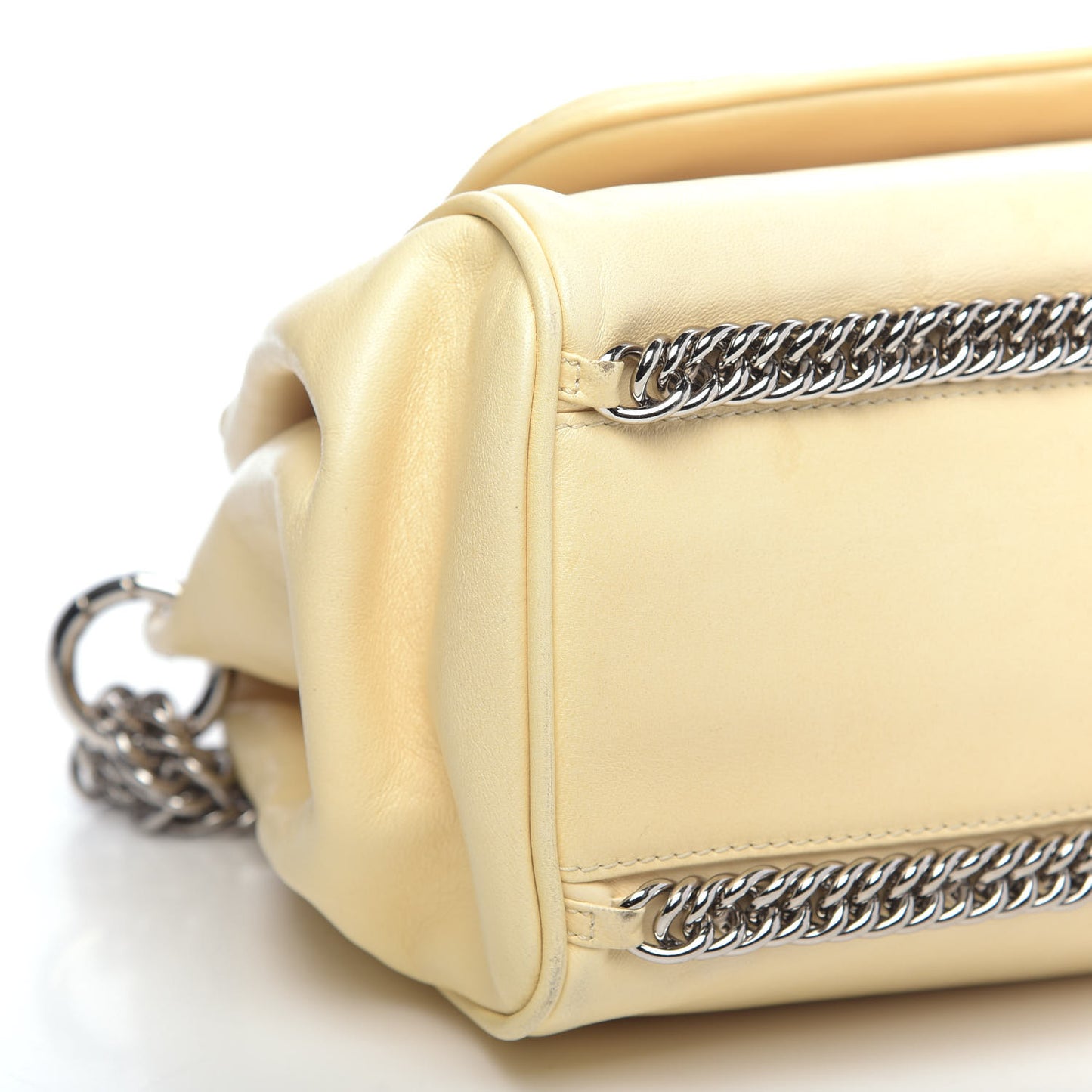 Washed Lambskin Quilted Bijoux Chain Accordion Flap White