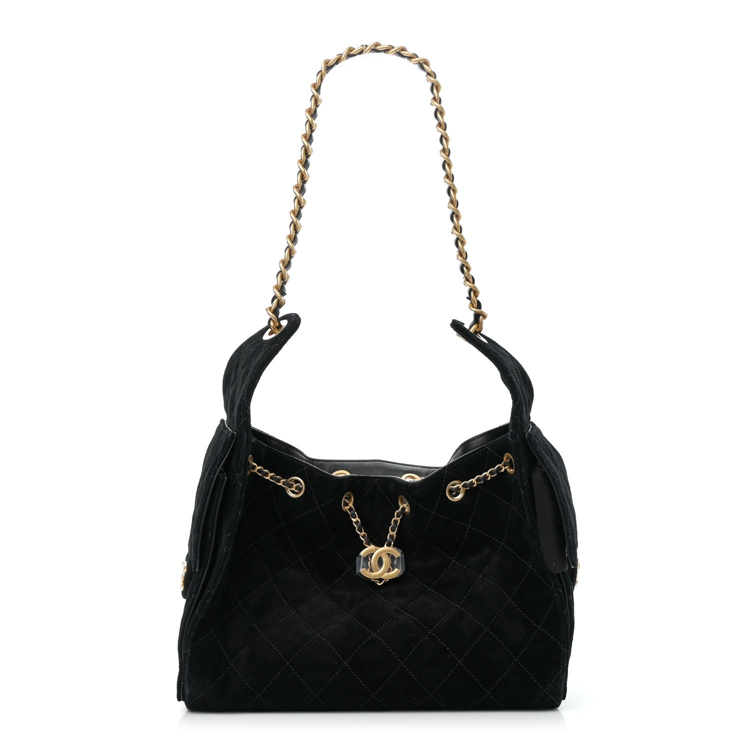 Chanel Suede Quilted Small Chanel 25 Handbag Black 1 of 11