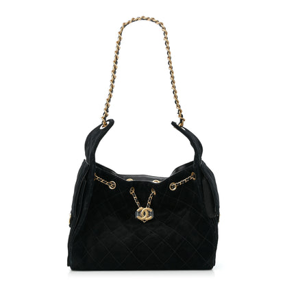 Chanel Suede Quilted Small Chanel 25 Handbag Black 1 of 11