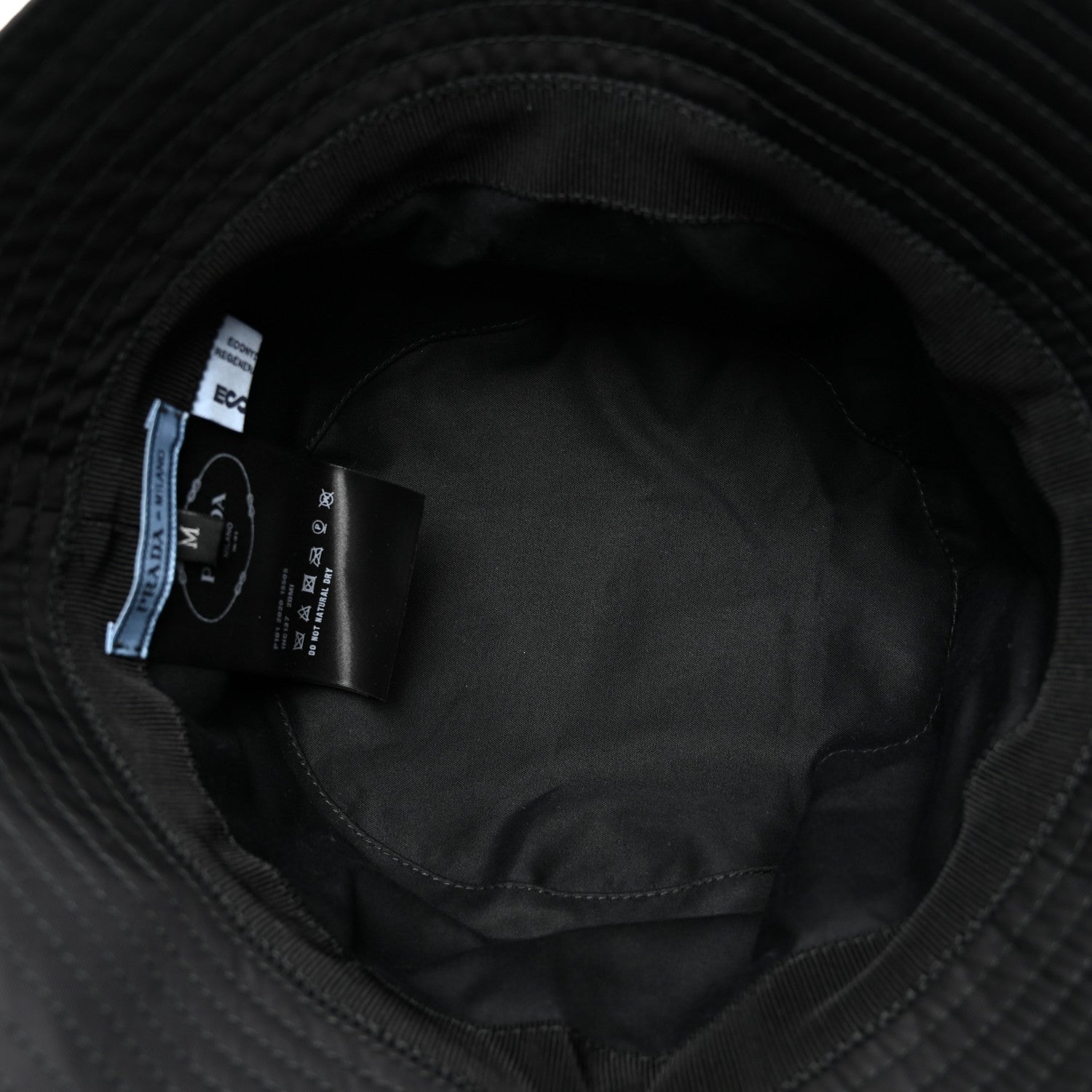 Prada Re-Nylon Metal Triangle Logo Womens Bucket Hat M Black 6 of 7