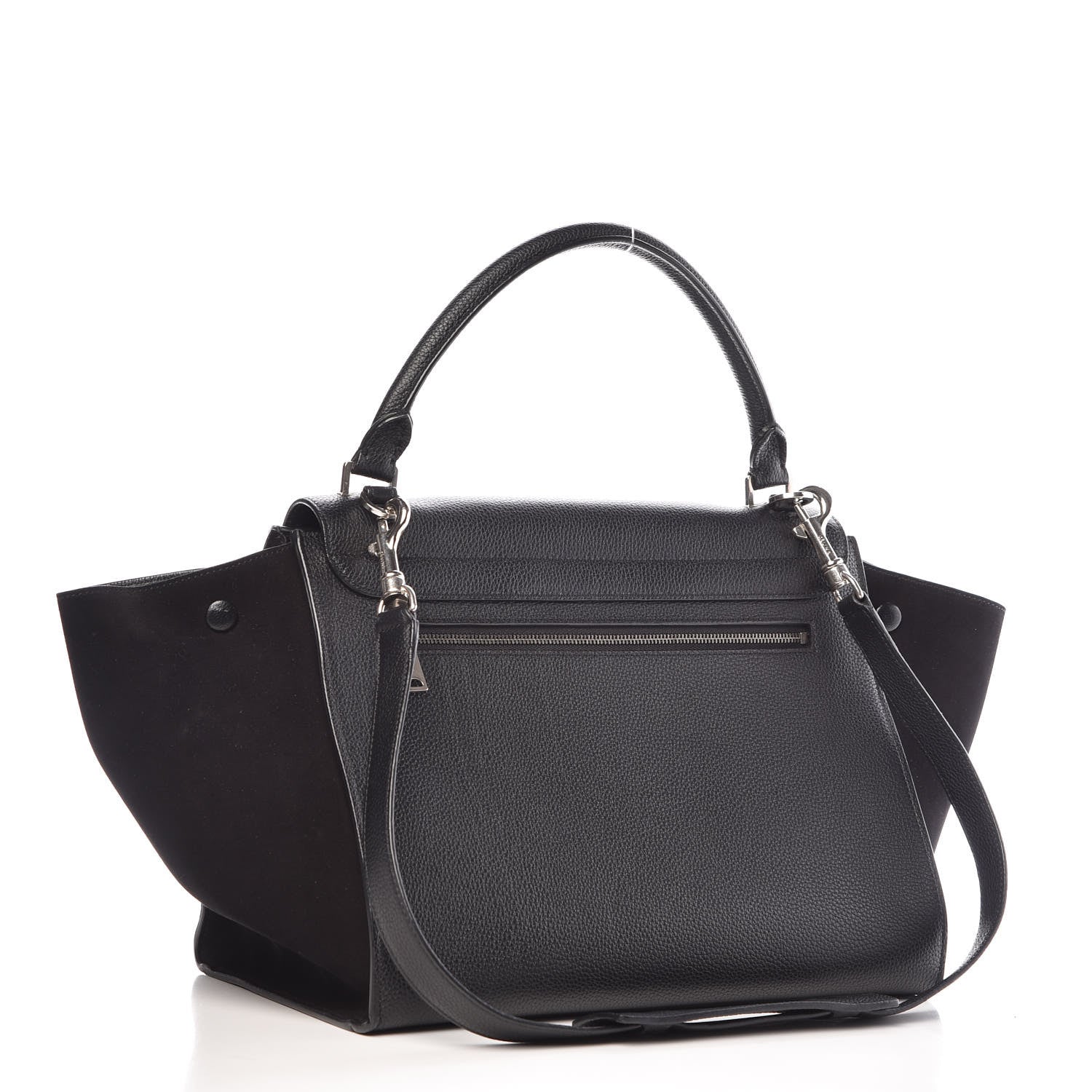 Celine Drummed Calfskin Suede Medium Trapeze Black 4 of 14