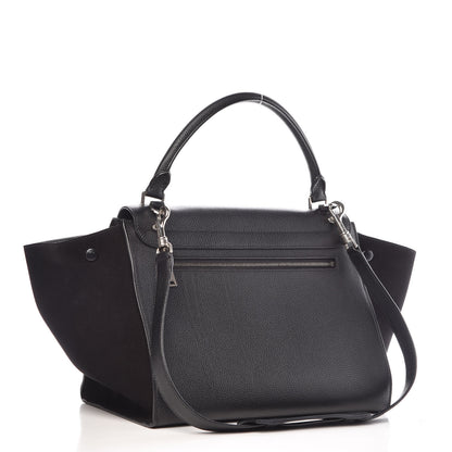 Celine Drummed Calfskin Suede Medium Trapeze Black 4 of 14