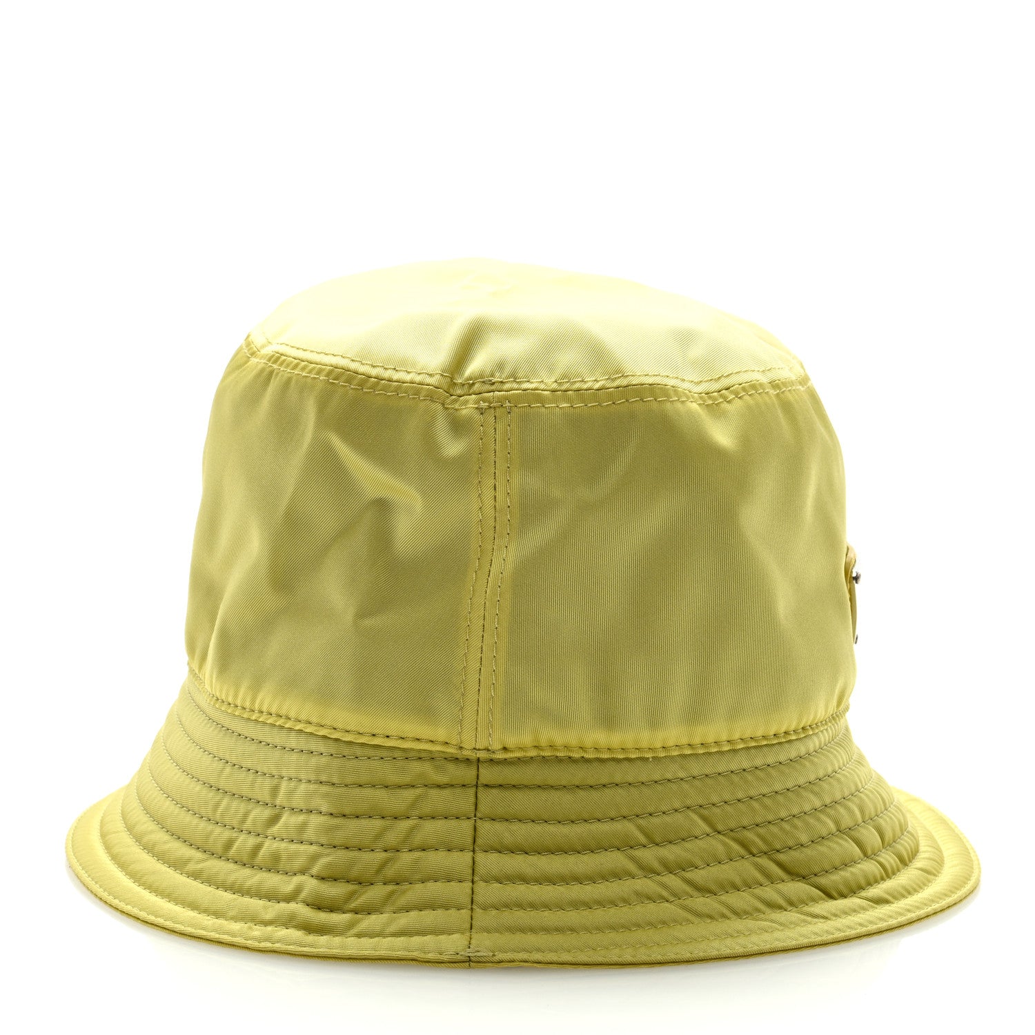 Prada Re-Nylon Metal Triangle Logo Womens Bucket Hat S Neon Yellow 5 of 7