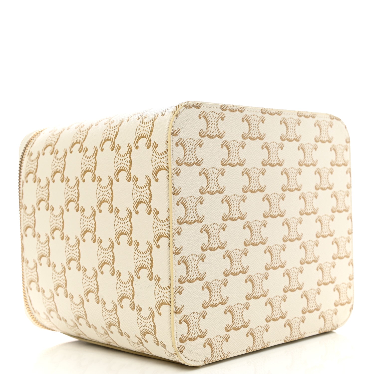 Celine Triomphe Canvas Calfskin Square Vanity Case White 1177476