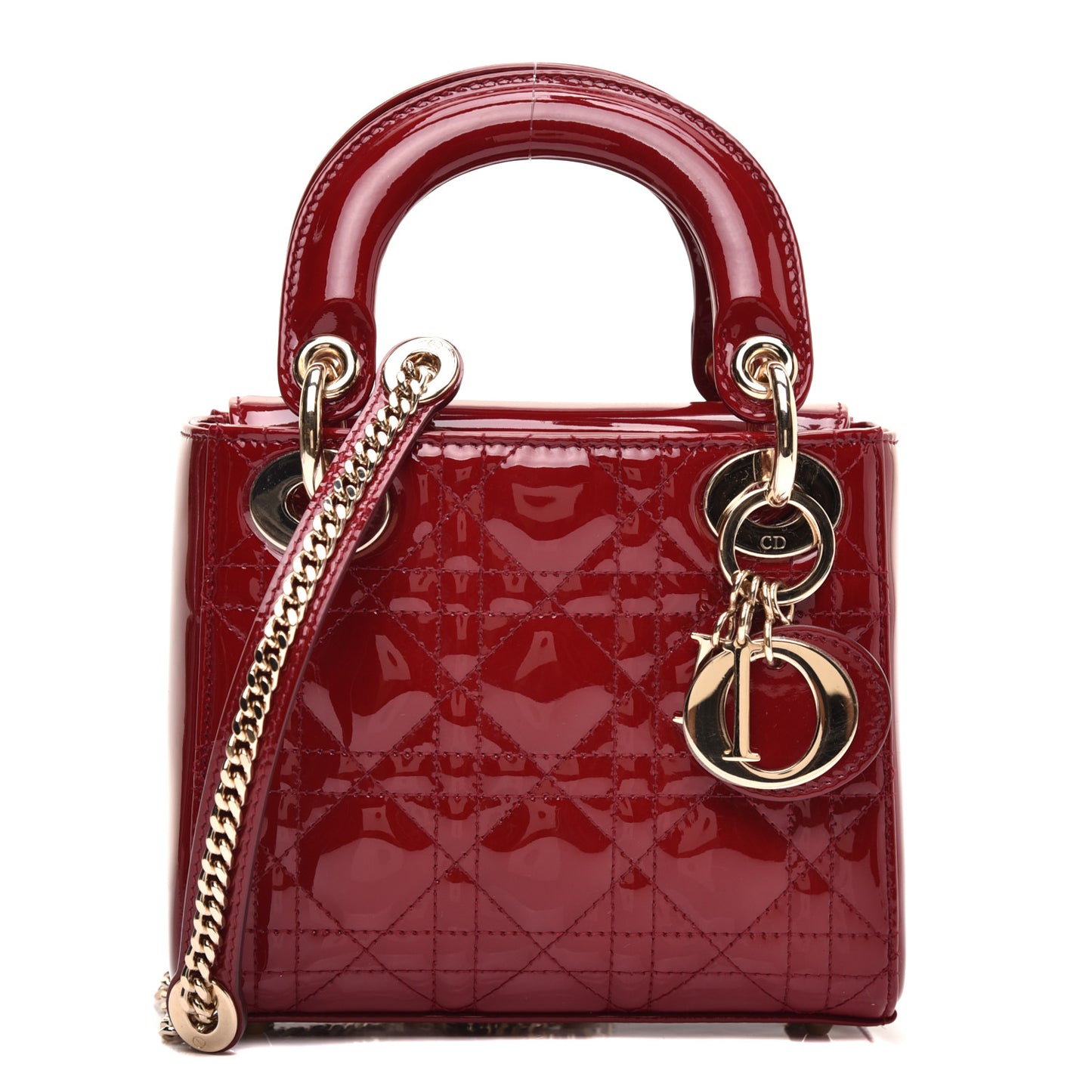 Patent Cannage Mini Lady Dior Red
