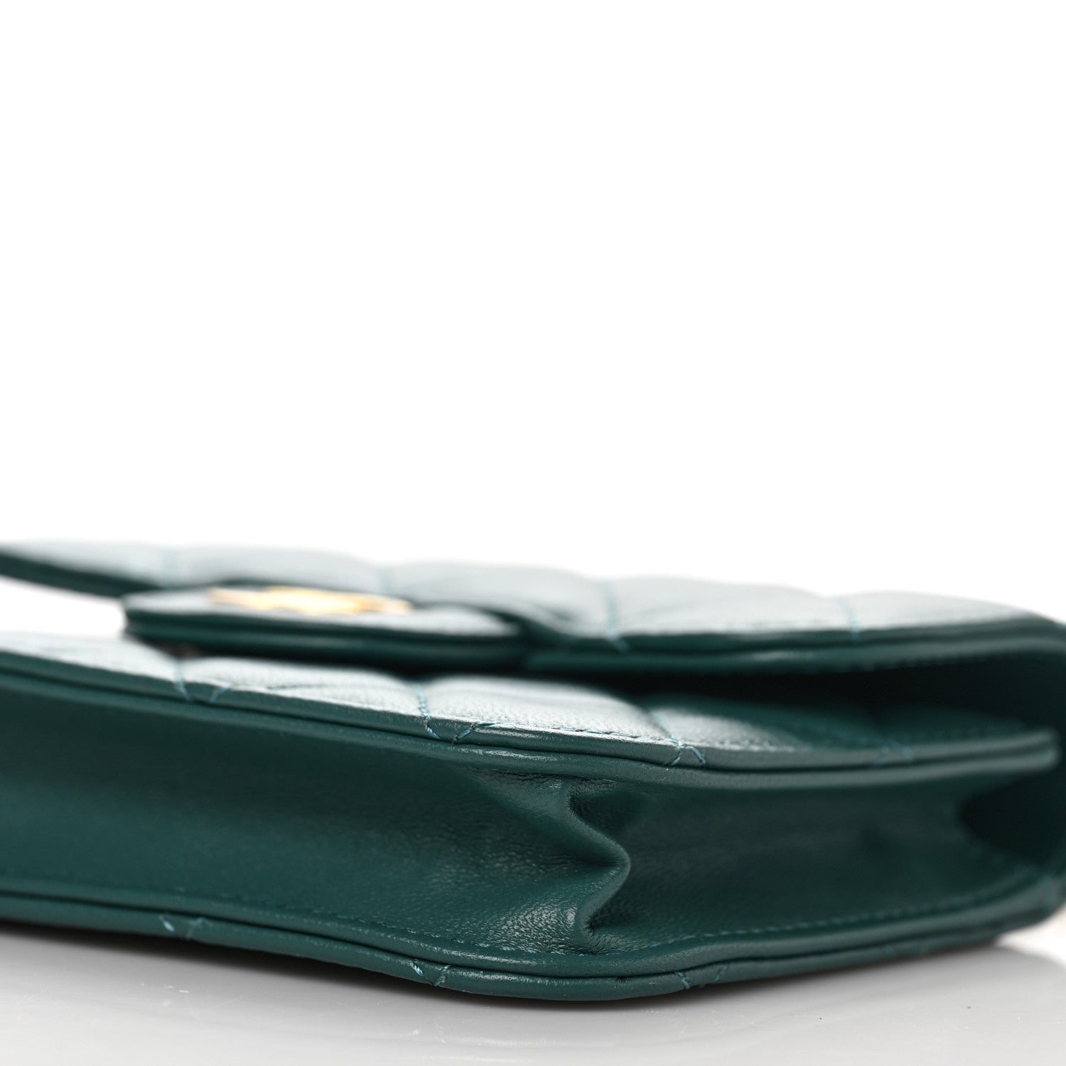 Chanel Lambskin Quilted Top Handle Flap Coin Purse With Chain Green 10 of 11