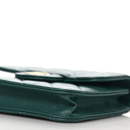 Chanel Lambskin Quilted Top Handle Flap Coin Purse With Chain Green 10 of 11
