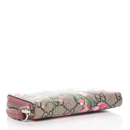Gucci GG Supreme Monogram Blooms Zip Around Card Case Wallet Beige Multicolor Dry Rose 4 of 7