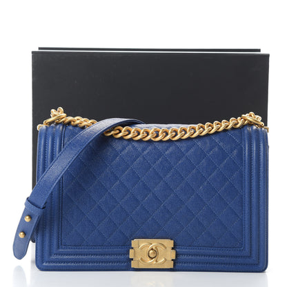Chanel Caviar Quilted New Medium Boy Flap Blue 13 of 13