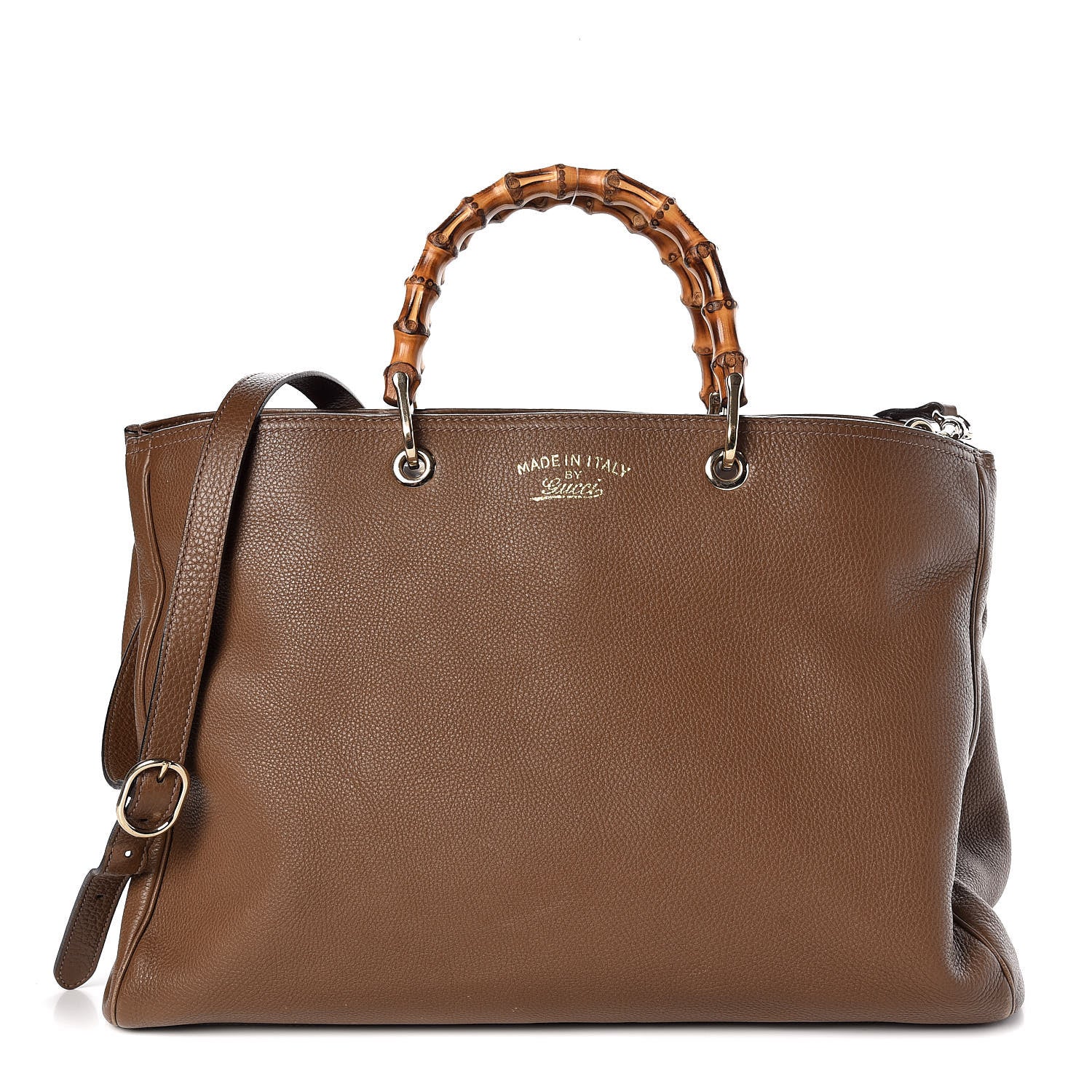 Gucci Cellarius Calfskin Large Bamboo Shopper Tote Acero 1 of 15