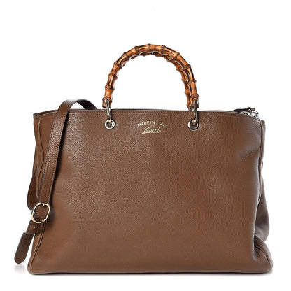 Gucci Cellarius Calfskin Large Bamboo Shopper Tote Acero 1 of 15