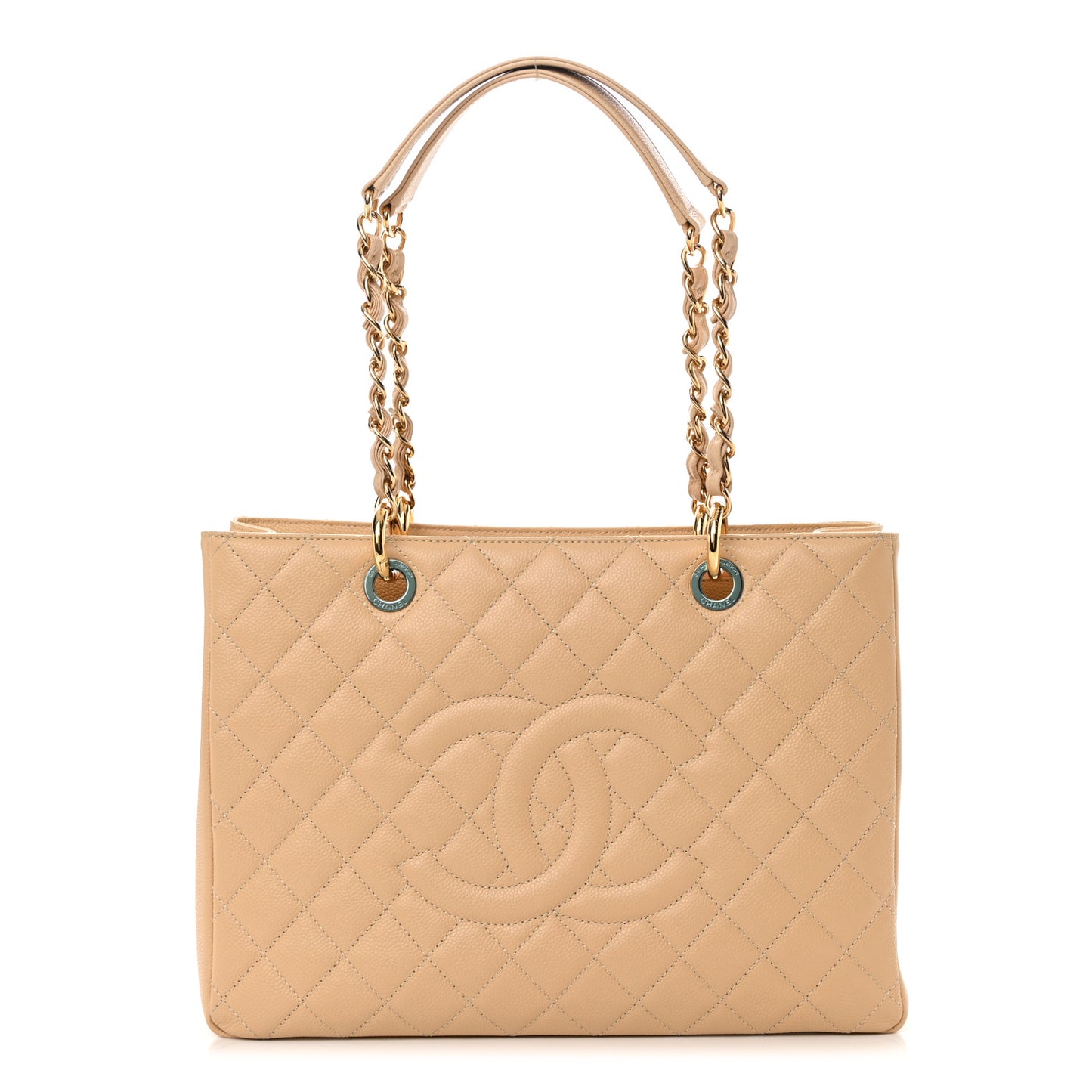 Caviar Quilted Grand Shopping Tote GST Beige Clair