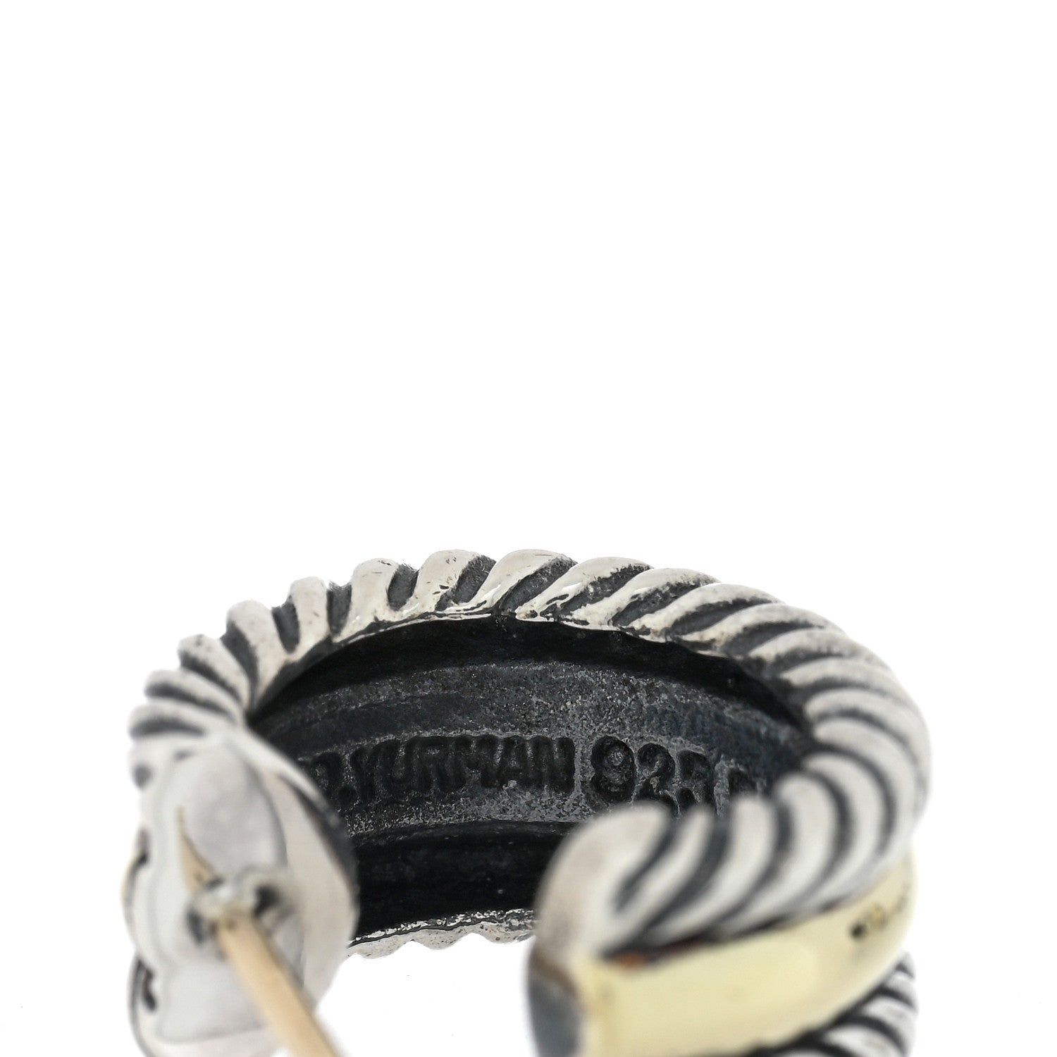 David Yurman Sterling Silver 14K Yellow Gold 16mm Cable Classics Hoop Earrings 4 of 4