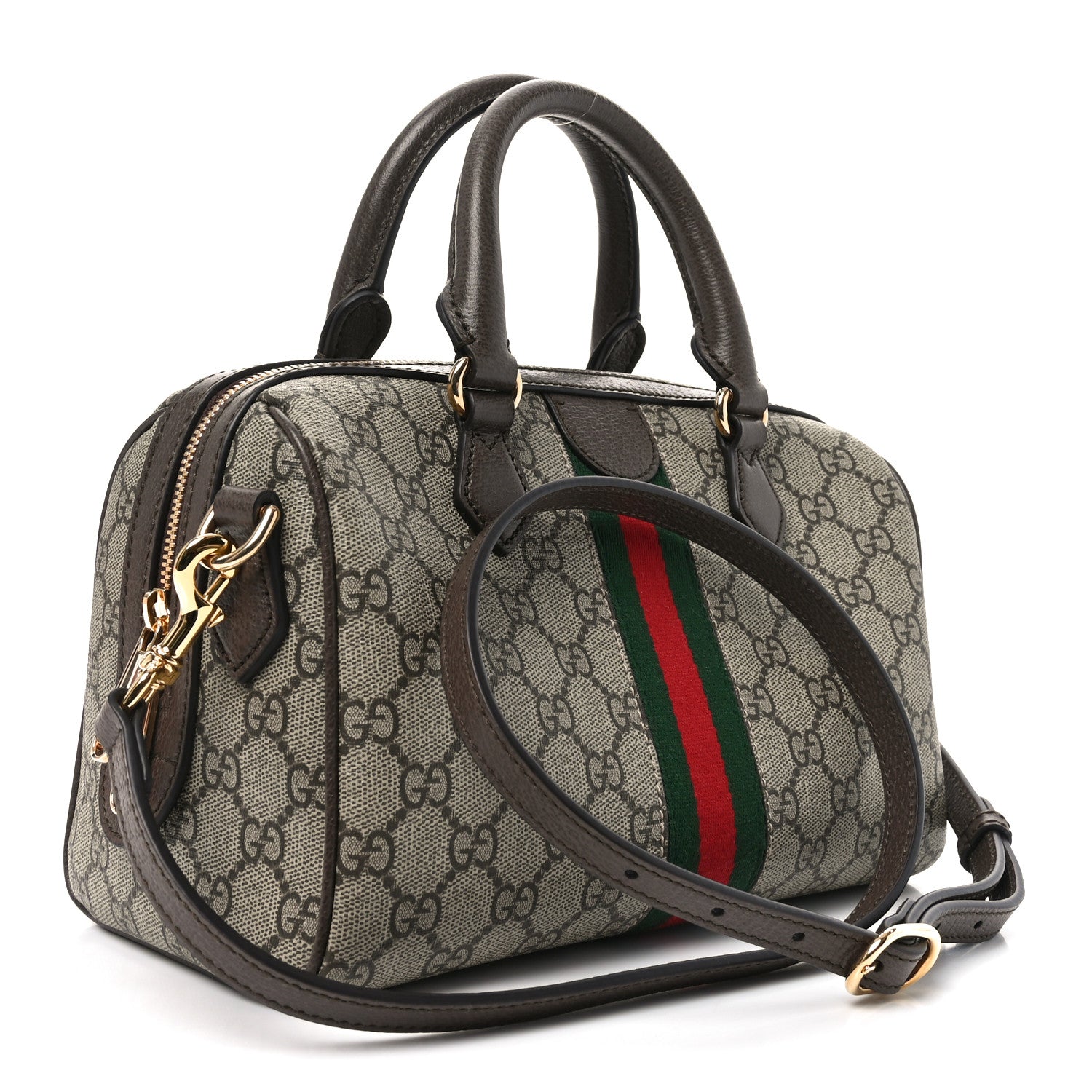 Gucci GG Supreme Monogram Web Small Ophidia Boston Beige New Acero 3 of 10