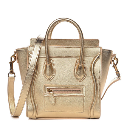 Celine Laminated Lambskin Nano Luggage Gold 1 of 10