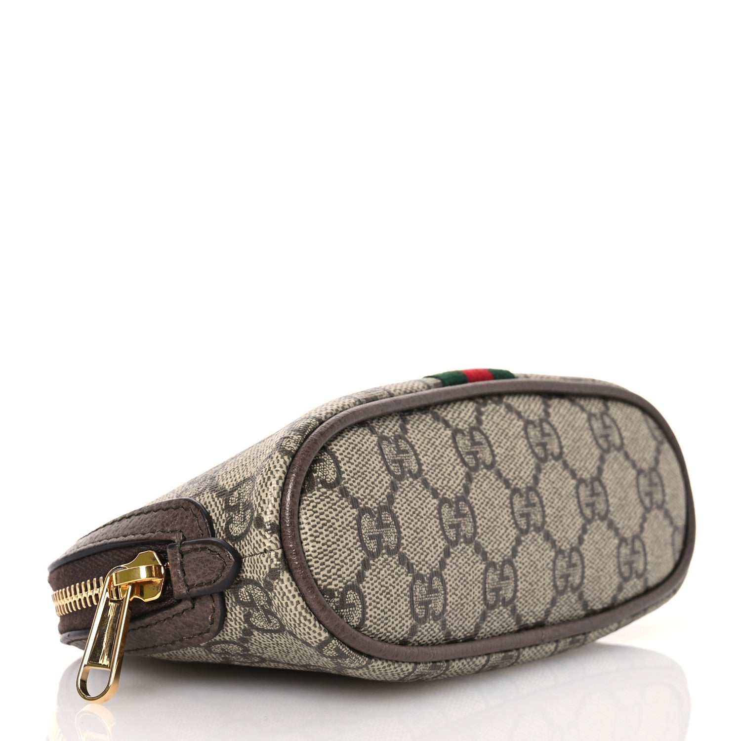 Gucci GG Supreme Monogram Textured Calfskin Web Medium Ophidia Cosmetic Case Beige Ebony New Acero 4 of 10