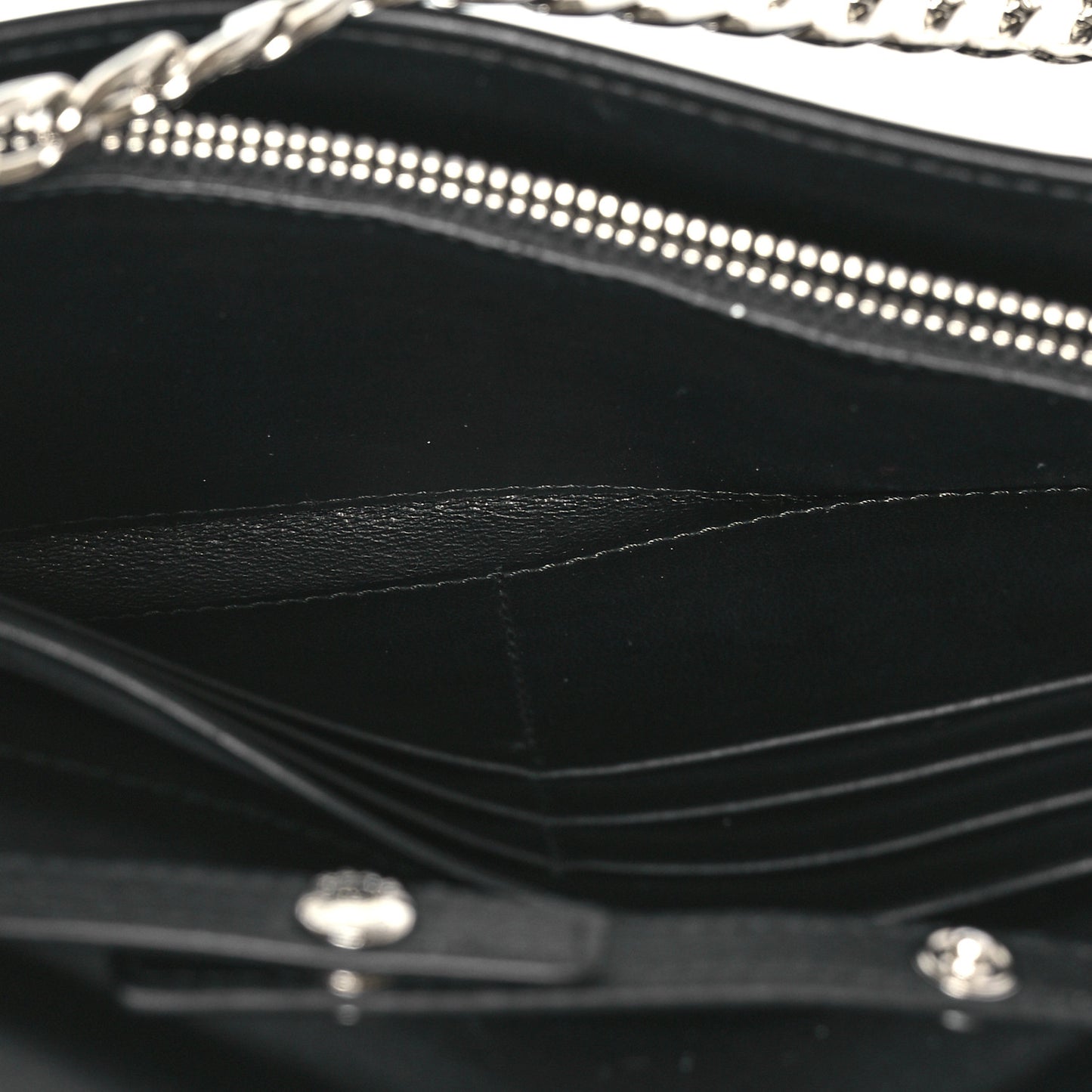 Tessuto Nylon Soft Calf Grommet Wallet On Chain Black