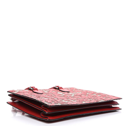 Gucci GG Supreme Monogram Arabesque Large Top Handle Bag Beige Hibiscus Red 3 of 9