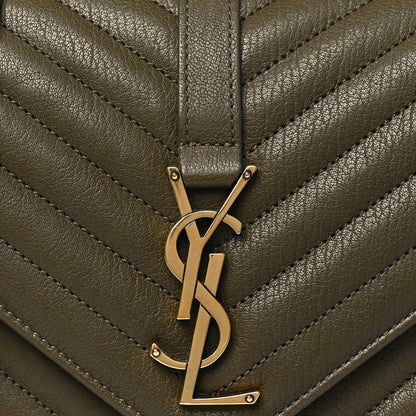 Saint Laurent Sheepskin Matelasse Chevron Monogram Medium College Bag Seawood 8 of 15