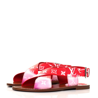 Louis Vuitton Monogram Escale Palma Flat Sandals 37.5 Rouge 3 of 7