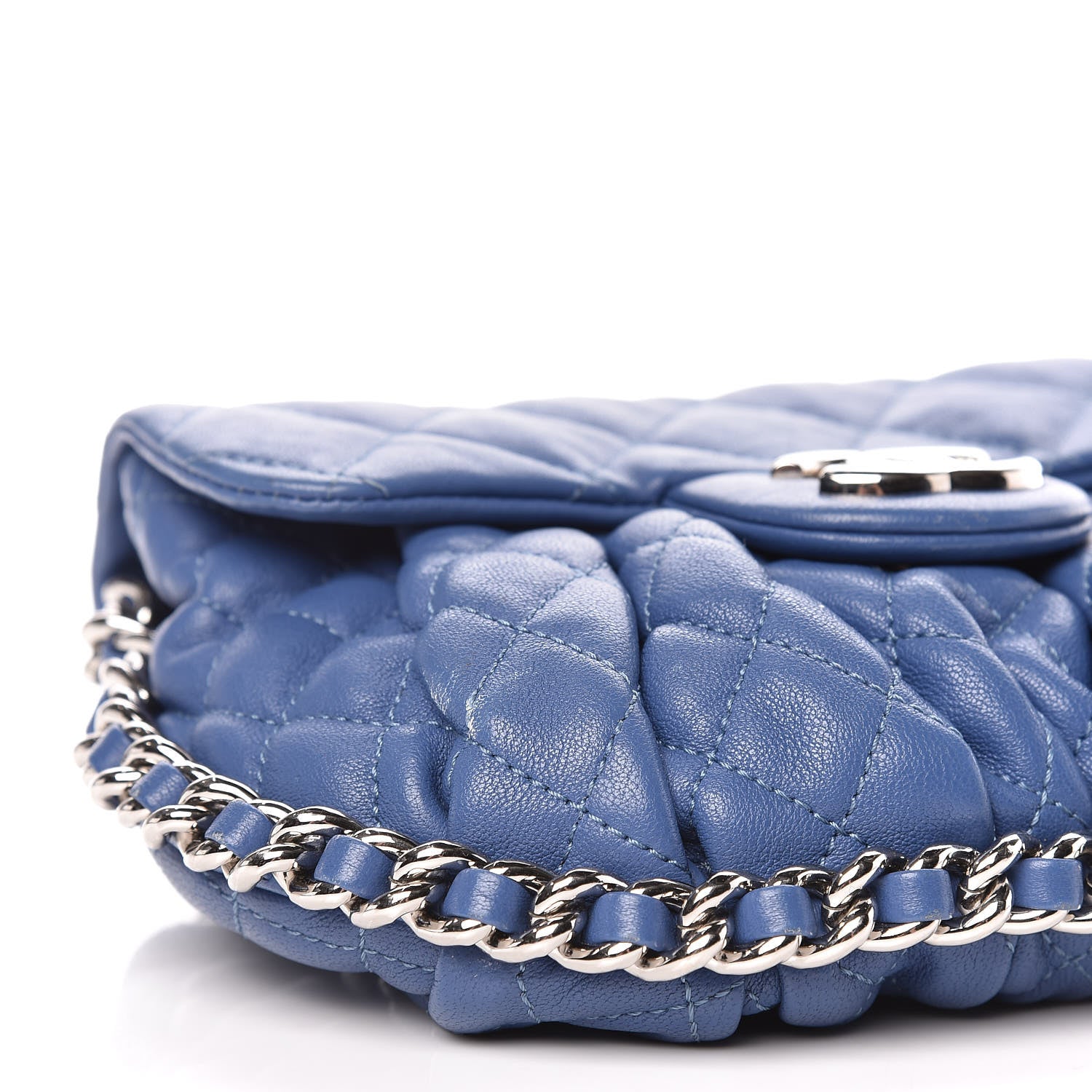 Chanel Washed Lambskin Quilted Mini Chain Around Flap Blue 8 of 10