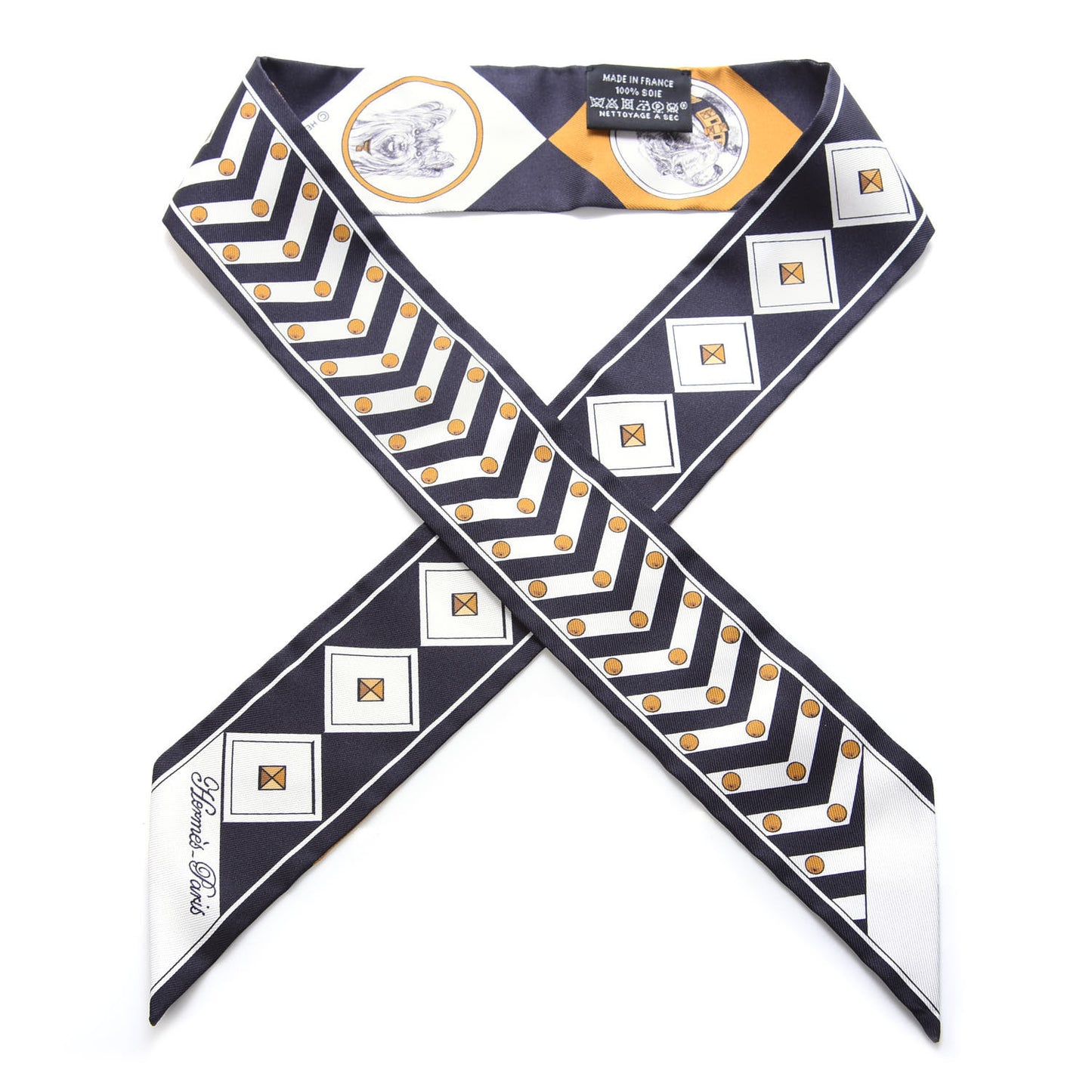 Silk Colliers Et Chiens Twilly Black Gold White