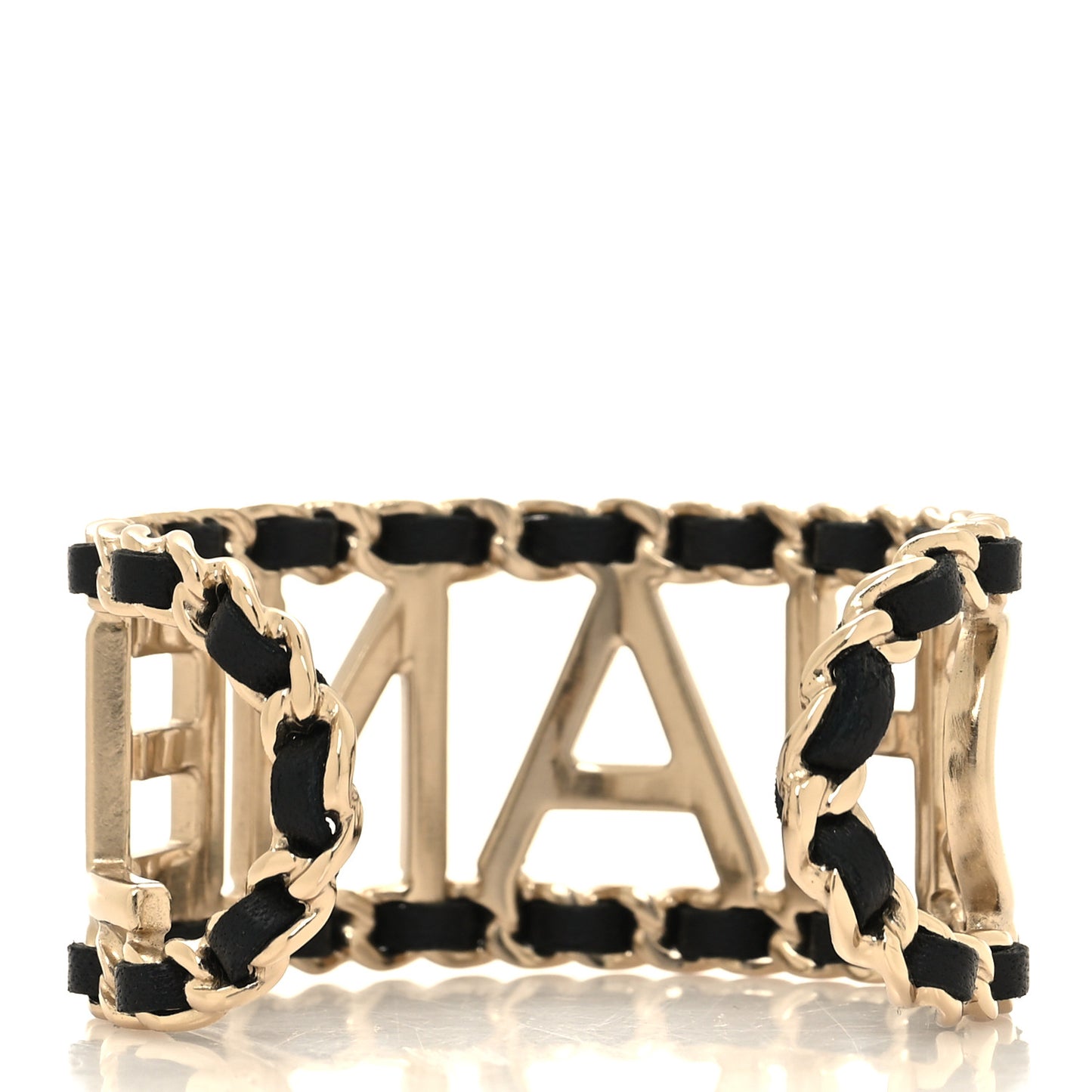 Lambskin Vintage Allure Cuff Bracelet S Black Gold