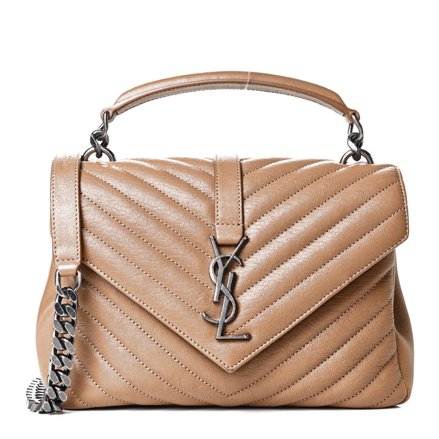 Saint Laurent Sheepskin Matelasse Chevron Monogram Medium College Bag Fard 1 of 8