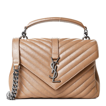 Saint Laurent Sheepskin Matelasse Chevron Monogram Medium College Bag Fard 1 of 8
