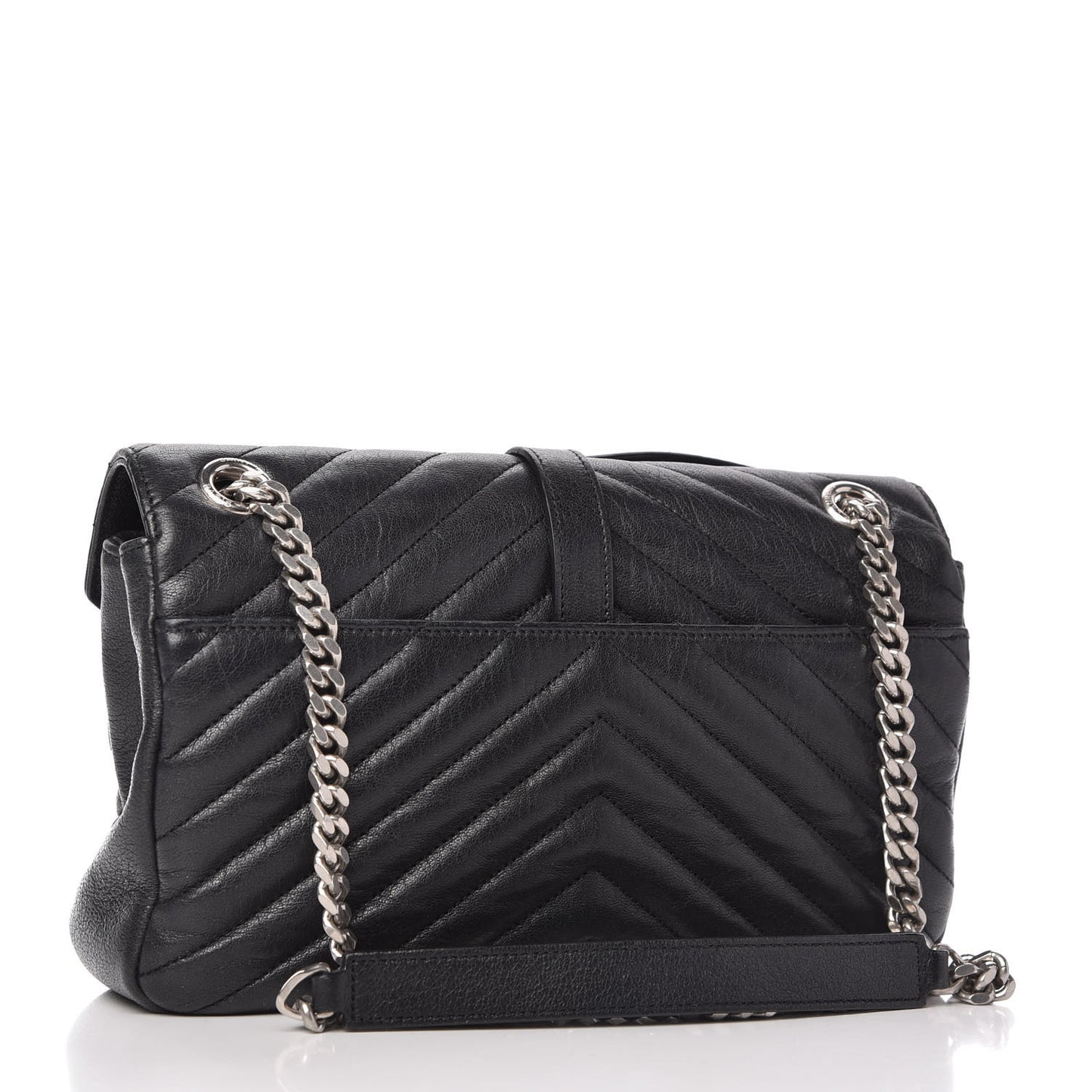 Sheepskin Matelasse Medium Monogram College Punk Chain Satchel Black