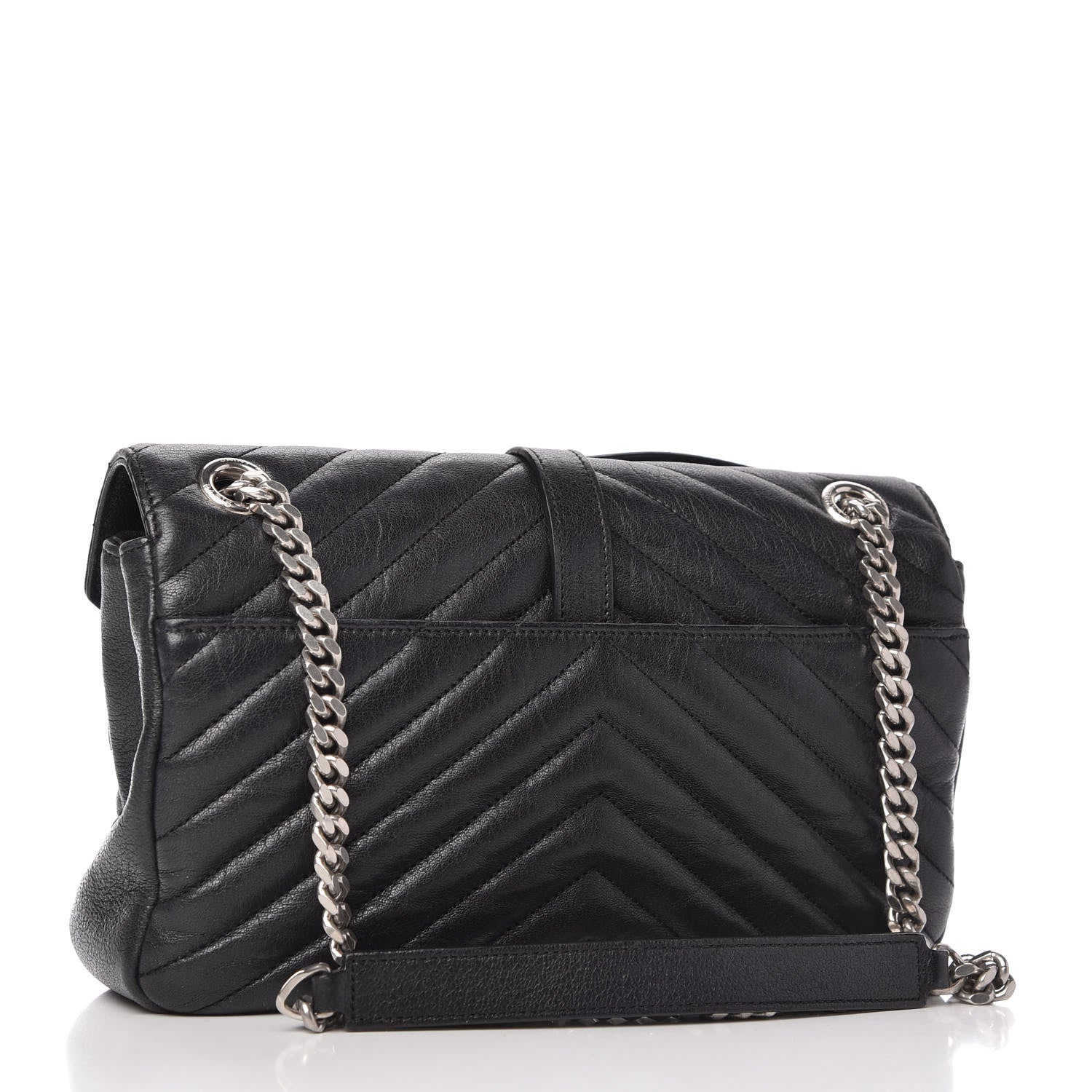 Saint Laurent Sheepskin Matelasse Medium Monogram College Punk Chain Satchel Black 3 of 9