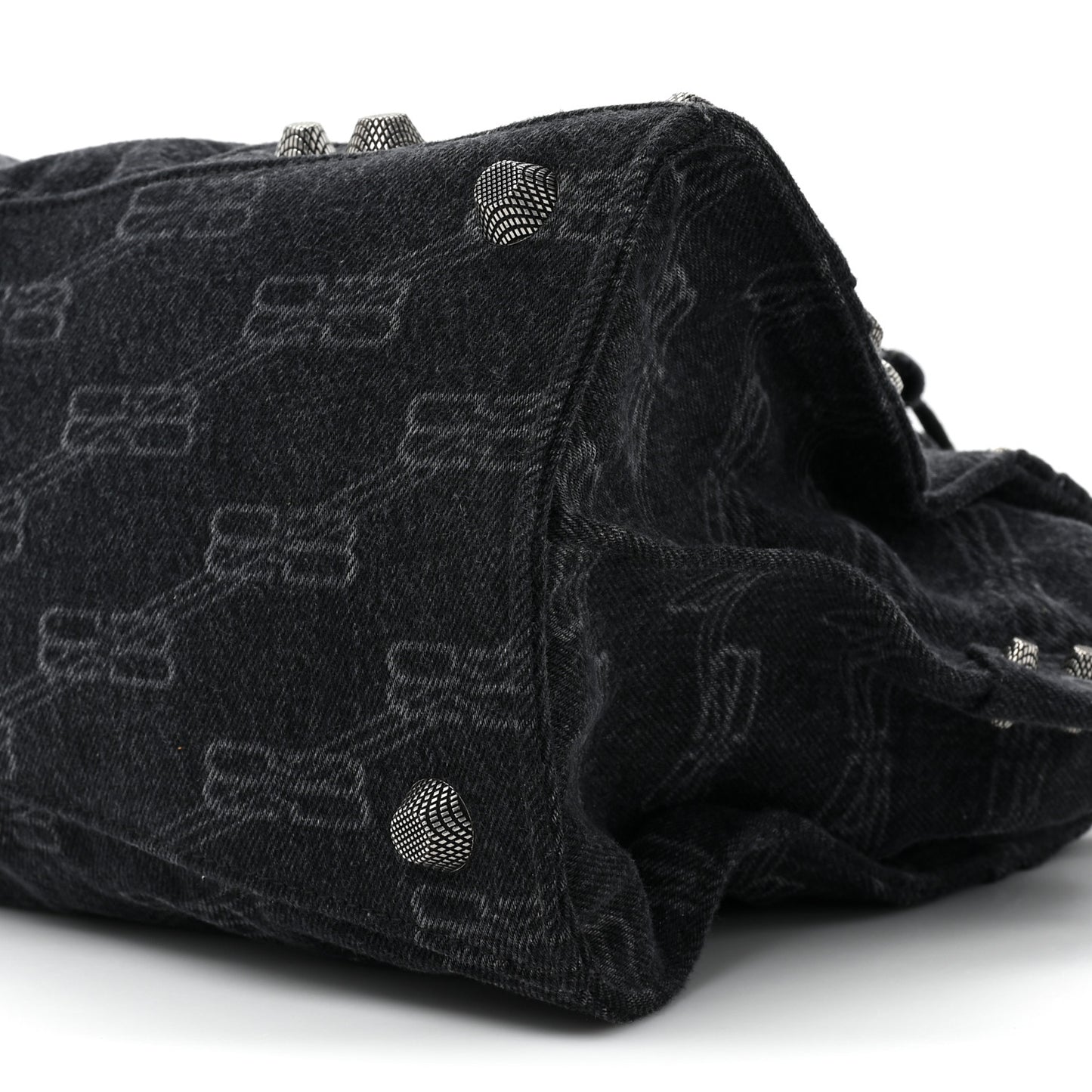 Washed Denim BB Monogram Neo Cagole City Handbag Black