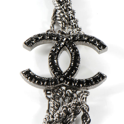 Chanel Crystal Ruthenium Layered Chain CC Necklace 5 of 7
