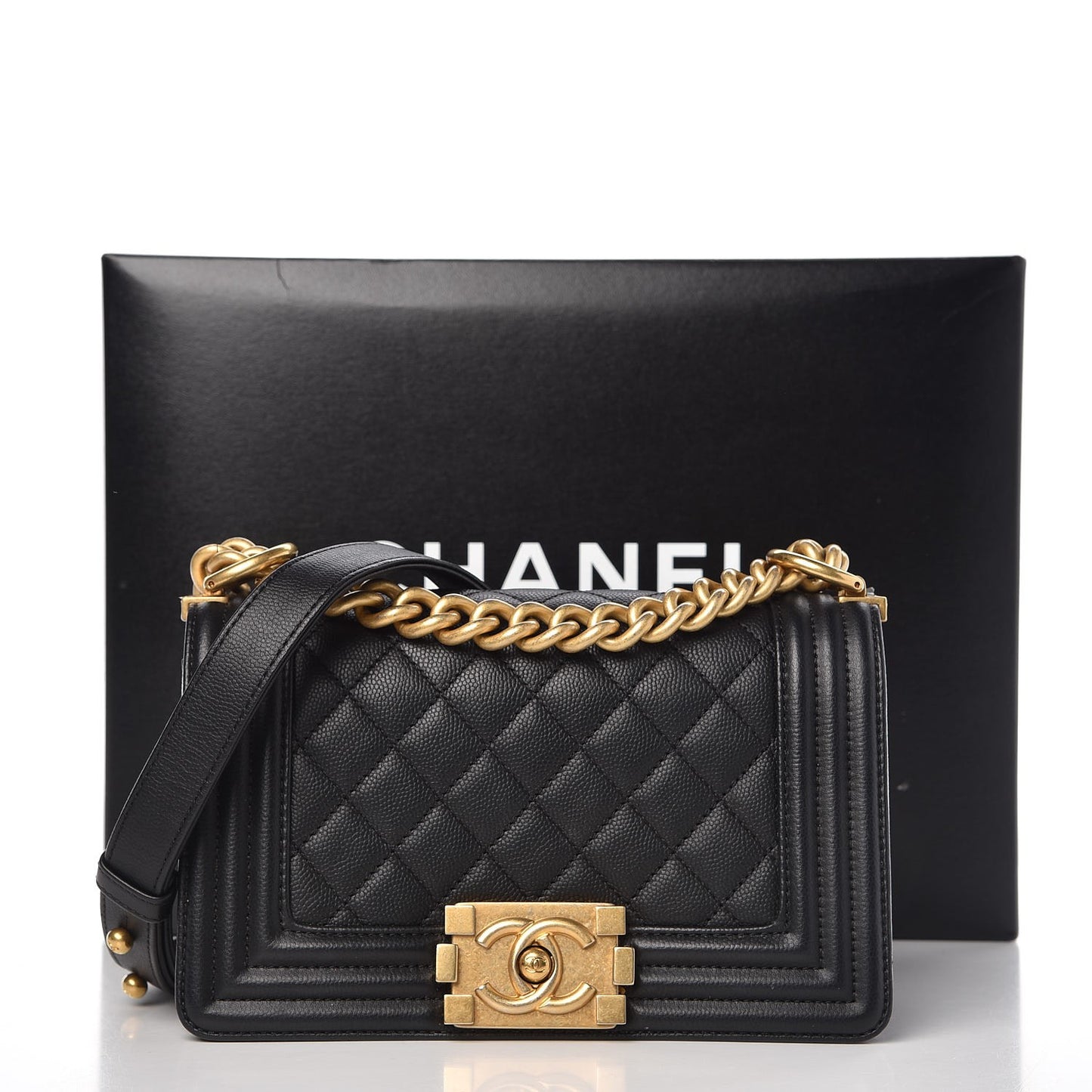 Caviar Quilted Small Boy Flap Black