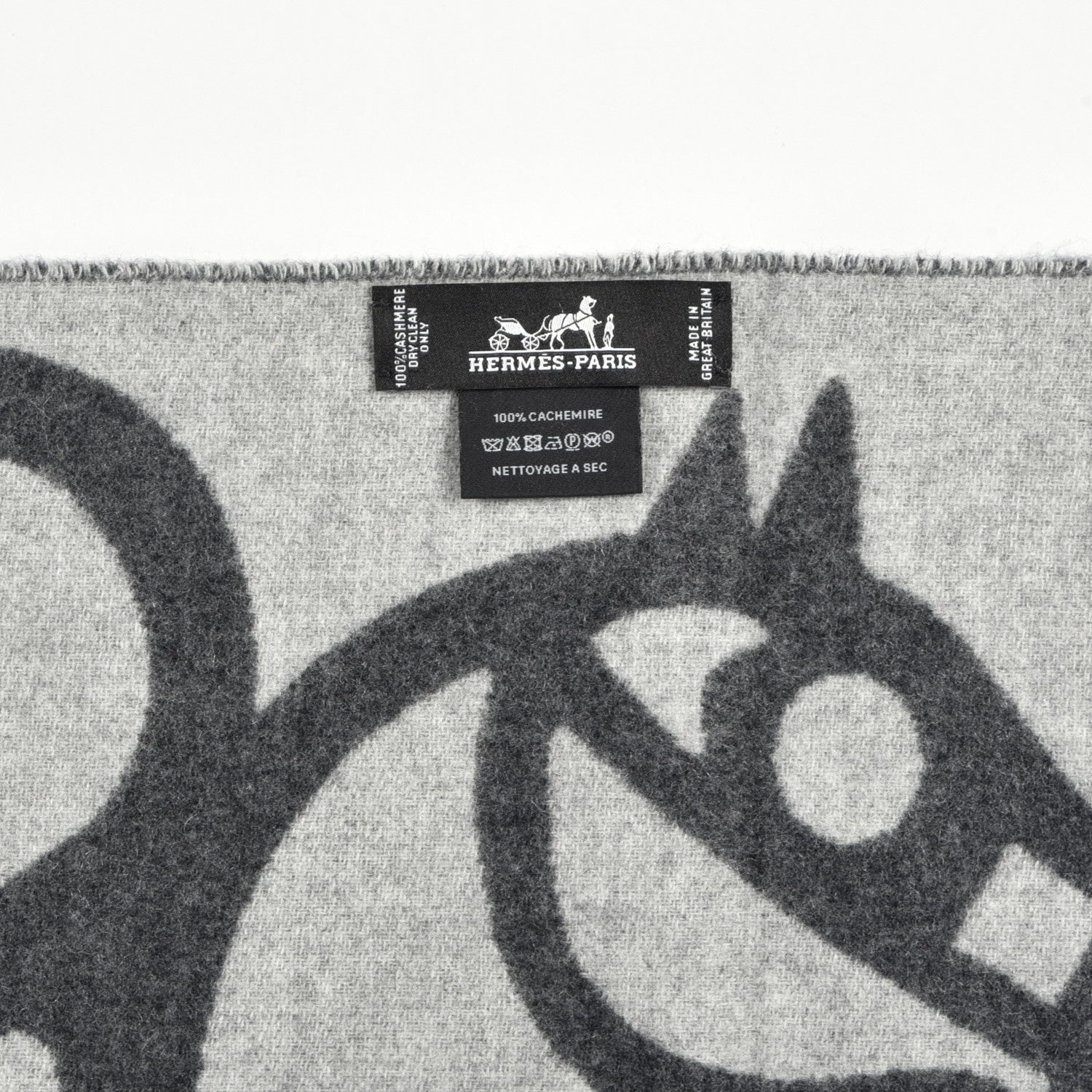 Hermes Cashmere Boucles et Camails Muffler Anthracite Gris Clair 3 of 3