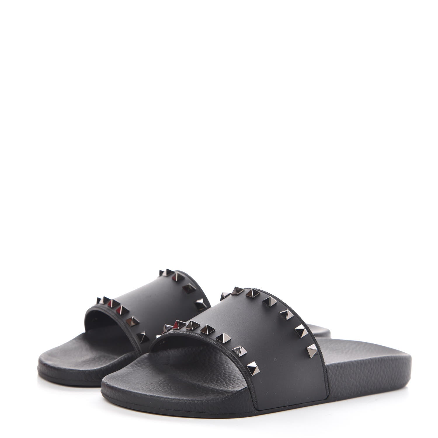 Valentino Garavani Rubber Rockstud Slide Sandals 39 Black 3 of 9