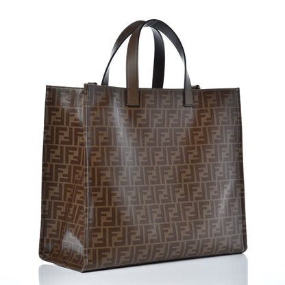 Fendi X FILA Glazed Fabric FF 1974 Mania Shopping Tote Bag Mogano Panna White 3 of 7