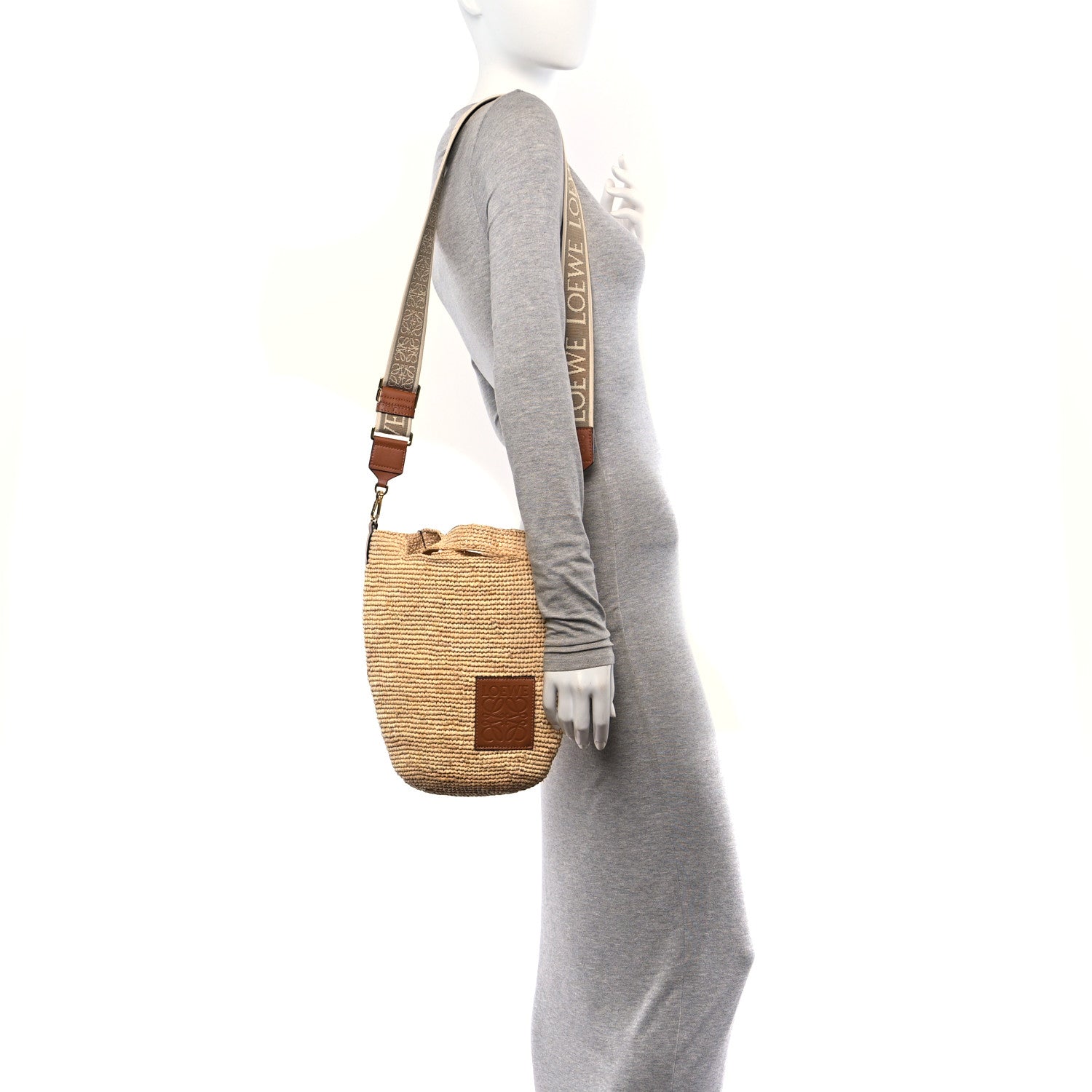 Loewe Raffia Mini Slit Tote Bag Natural Tan 2 of 9