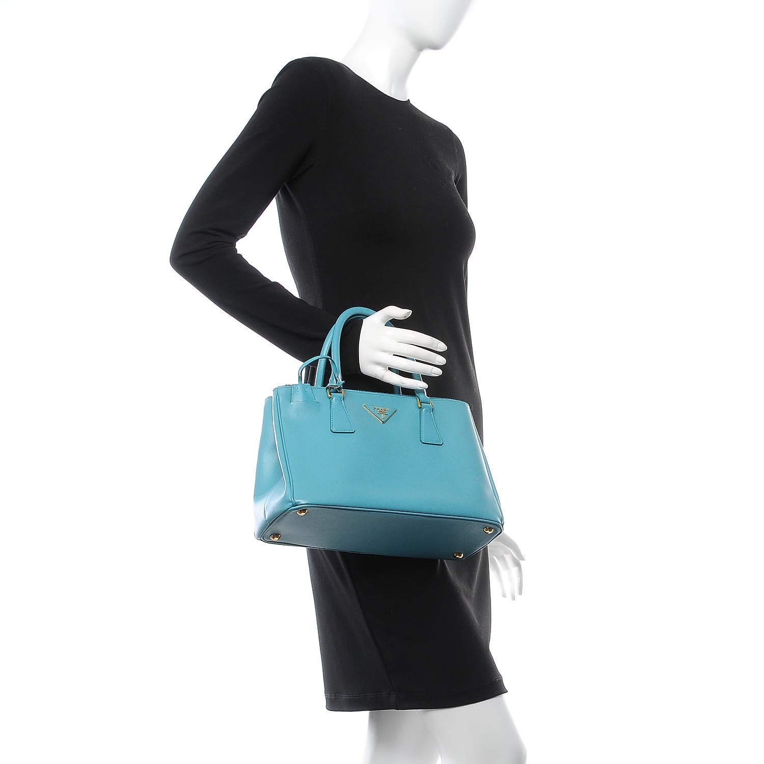 Prada Saffiano Galleria Small Double Zip Tote Turchese 2 of 11