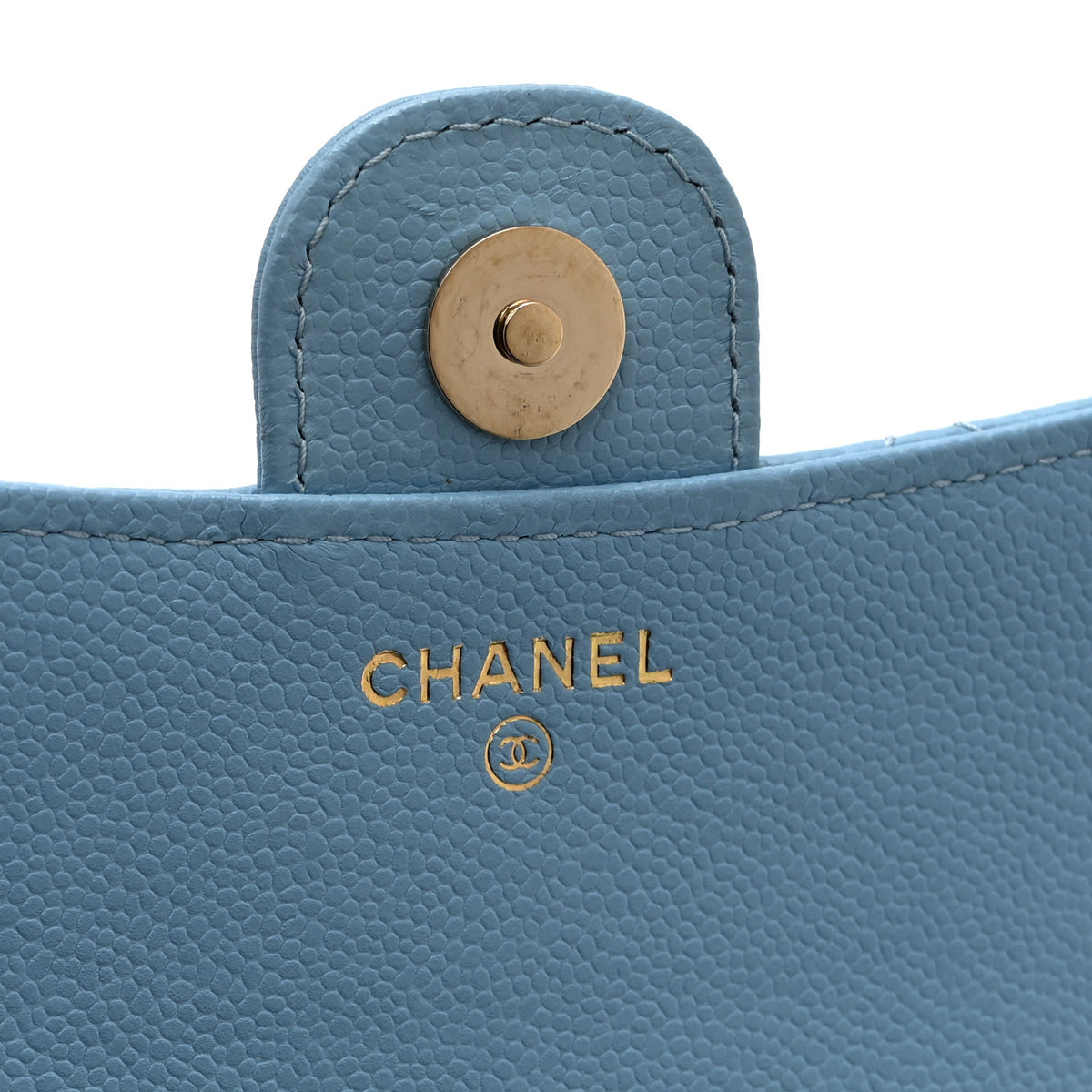 Chanel Caviar Quilted Flap Phone Holder With Chain Light Blue 7 of 12