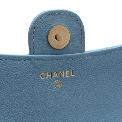 Chanel Caviar Quilted Flap Phone Holder With Chain Light Blue 7 of 12