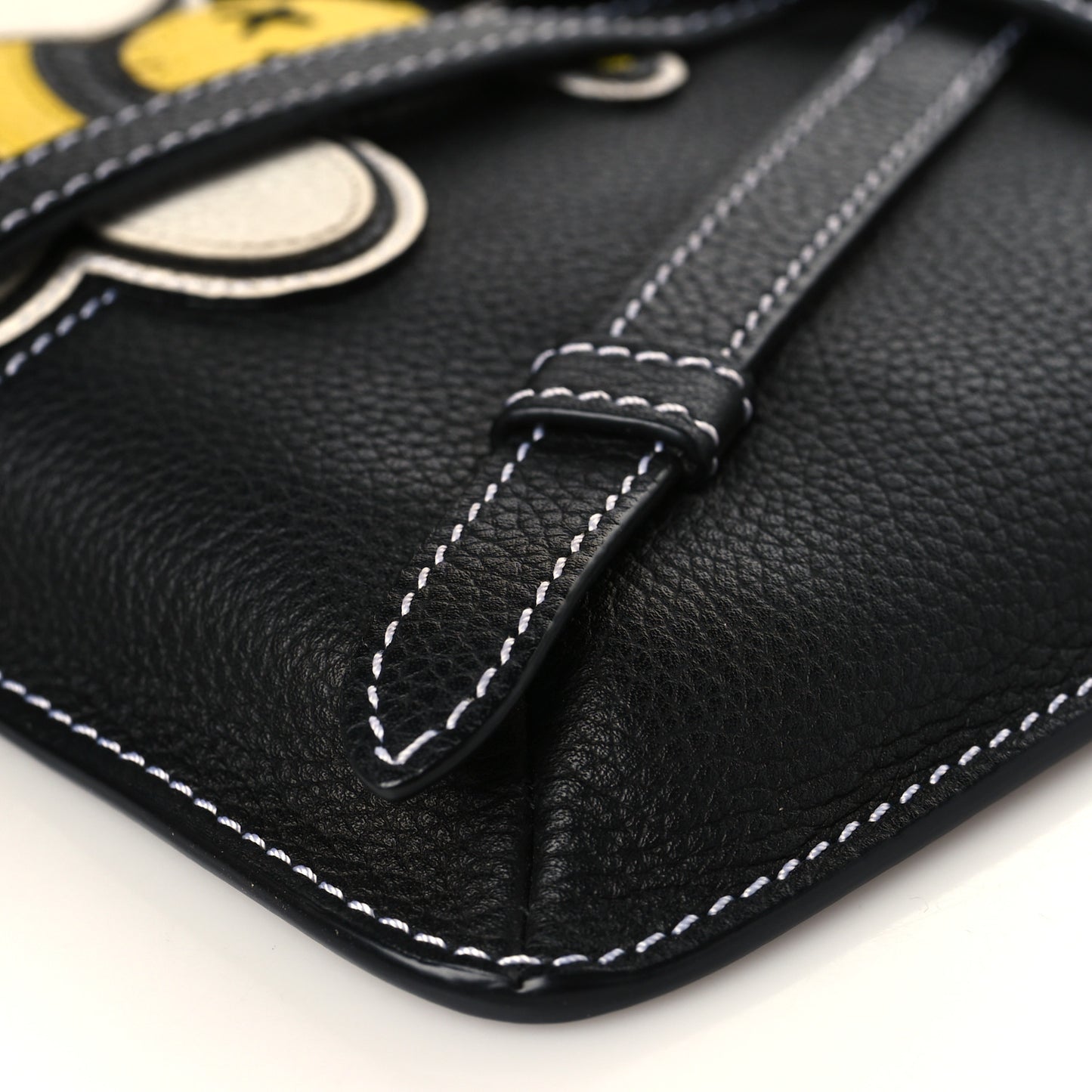X KAWS Grained Calfskin Bee Saddle Pouch Black